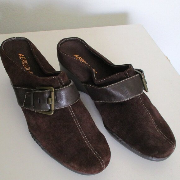 Aerosoles "Storyteller" Womens Brown Suede Mule w/2" Wedge Heel NWOB - Size 7.5M - Picture 2 of 8